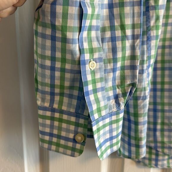 Vineyard Vines Men’s Slim Fit Whale Shirt in Blue & Green Checks, Size L - Picture 5 of 7